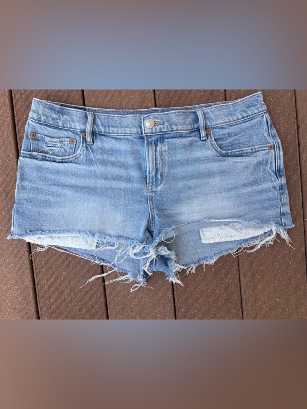 American Eagle Outfitters Light Blue Distressed Denim Shorts